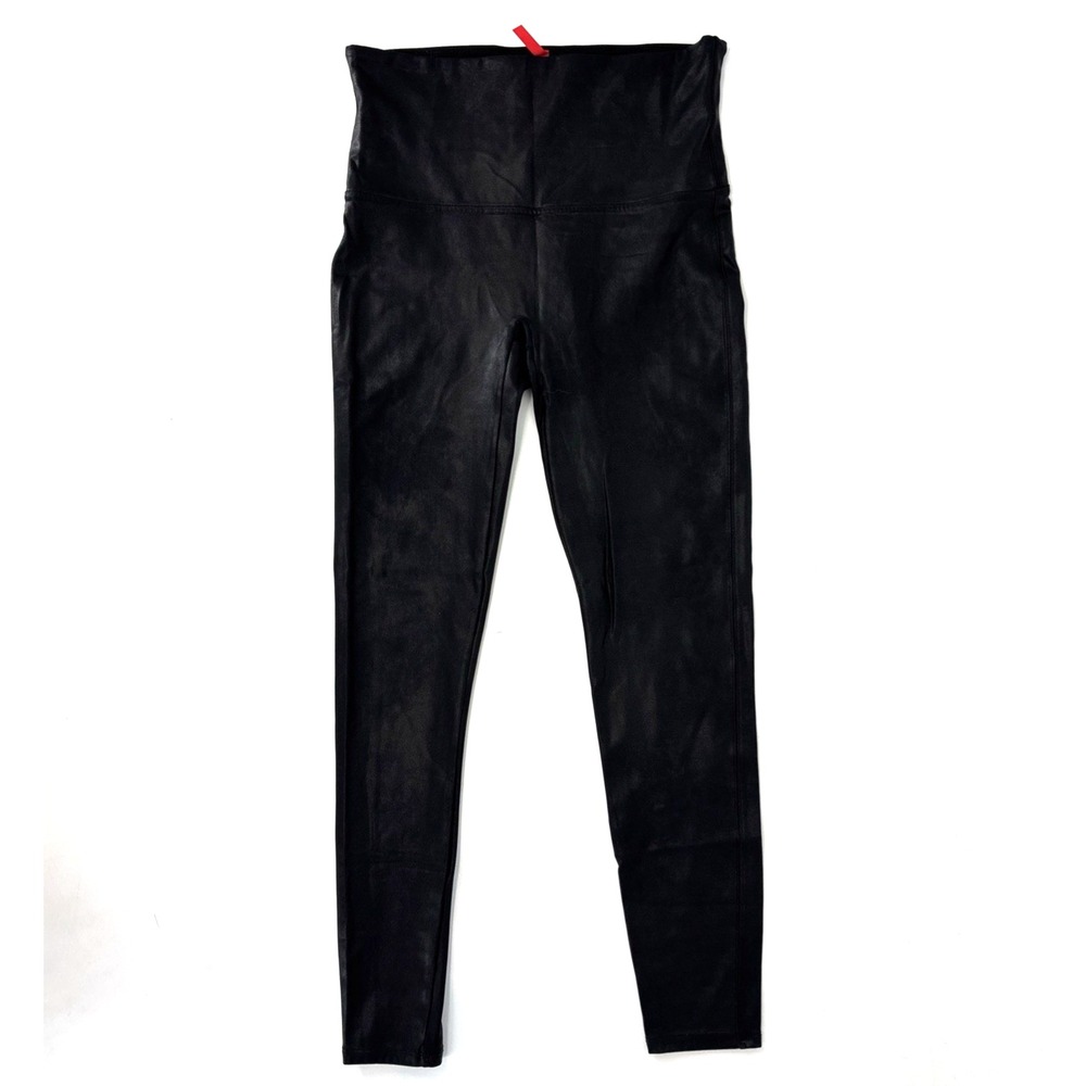 Spanx Faux Leather Leggings Black Slimming Compression Women's‎ Sz Large